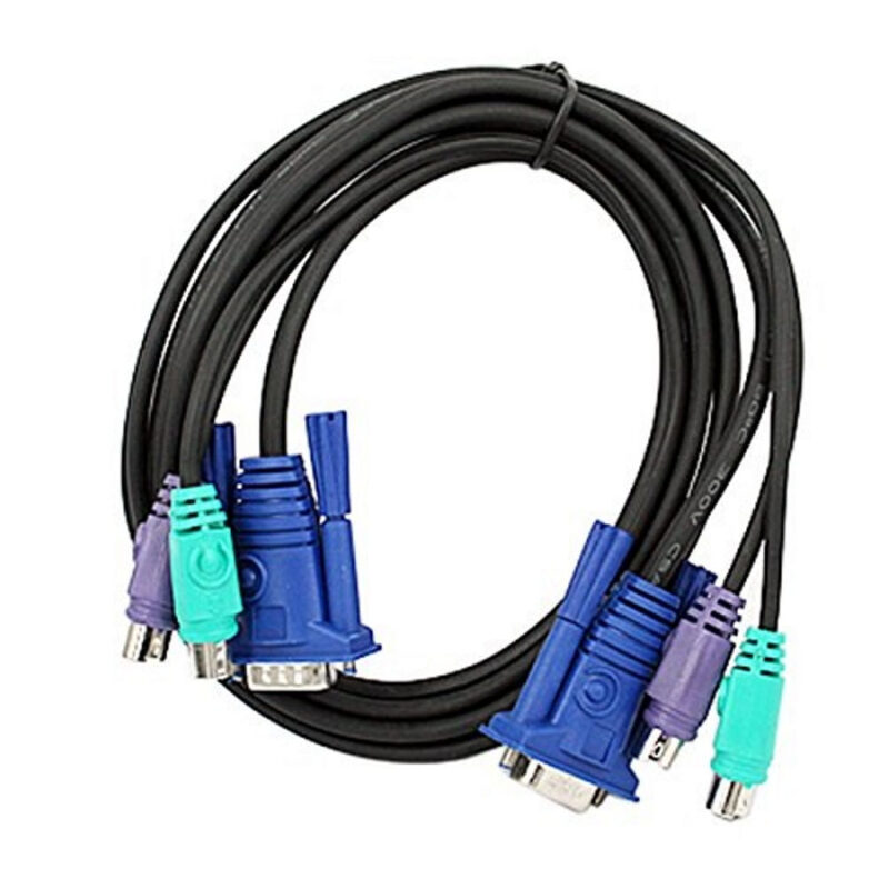 3in1 PS/2 & VGA M/M KVM Switch Computer Cable Set