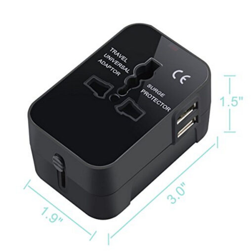 Travel Adapter Worldwide All in One Universal Travel Adaptor Wall AC Power Plug Adapter Wall Charger with Dual USB Charging Ports for USA EU UK AUS Cell Phone & Laptop - Image 3