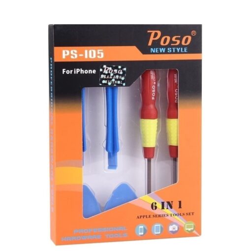 Poso PS-105 6 in 1 Screwdriver Repair Open Tool Kit For iPhone Devices, mobile repair tools
