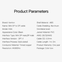 VENTION Mini DisplayPort to DisplayPort Cable DP1.2 - 2 Meter 06