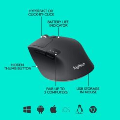 Logitech M720 Triathlon Multi Device Wireless Bluetooth Mouse 04