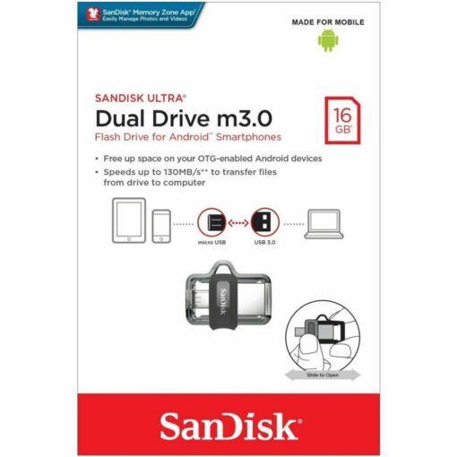 Sandisk 16GB Ultra Dual Drive m3.0 Flash Drive For Android Smartphones