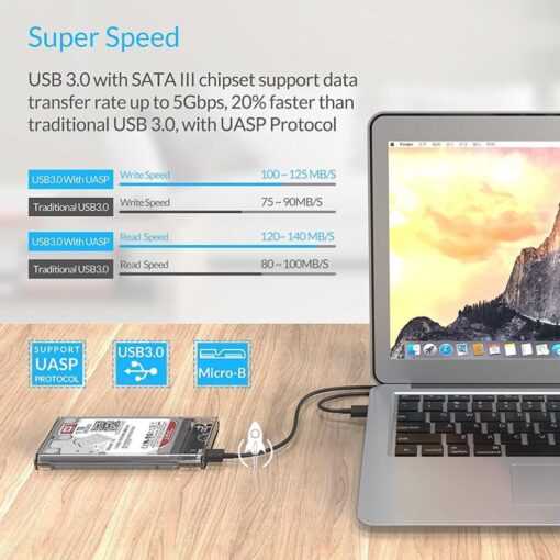 Orico 2.5 inch Transparent USB 3.0 Hard Drive Enclosure - Image 10