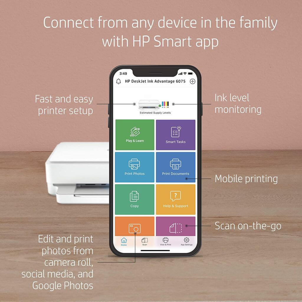 HP Deskjet Plus Ink Advantage 6075 All-in-One WiFi Color Printer - Image 7