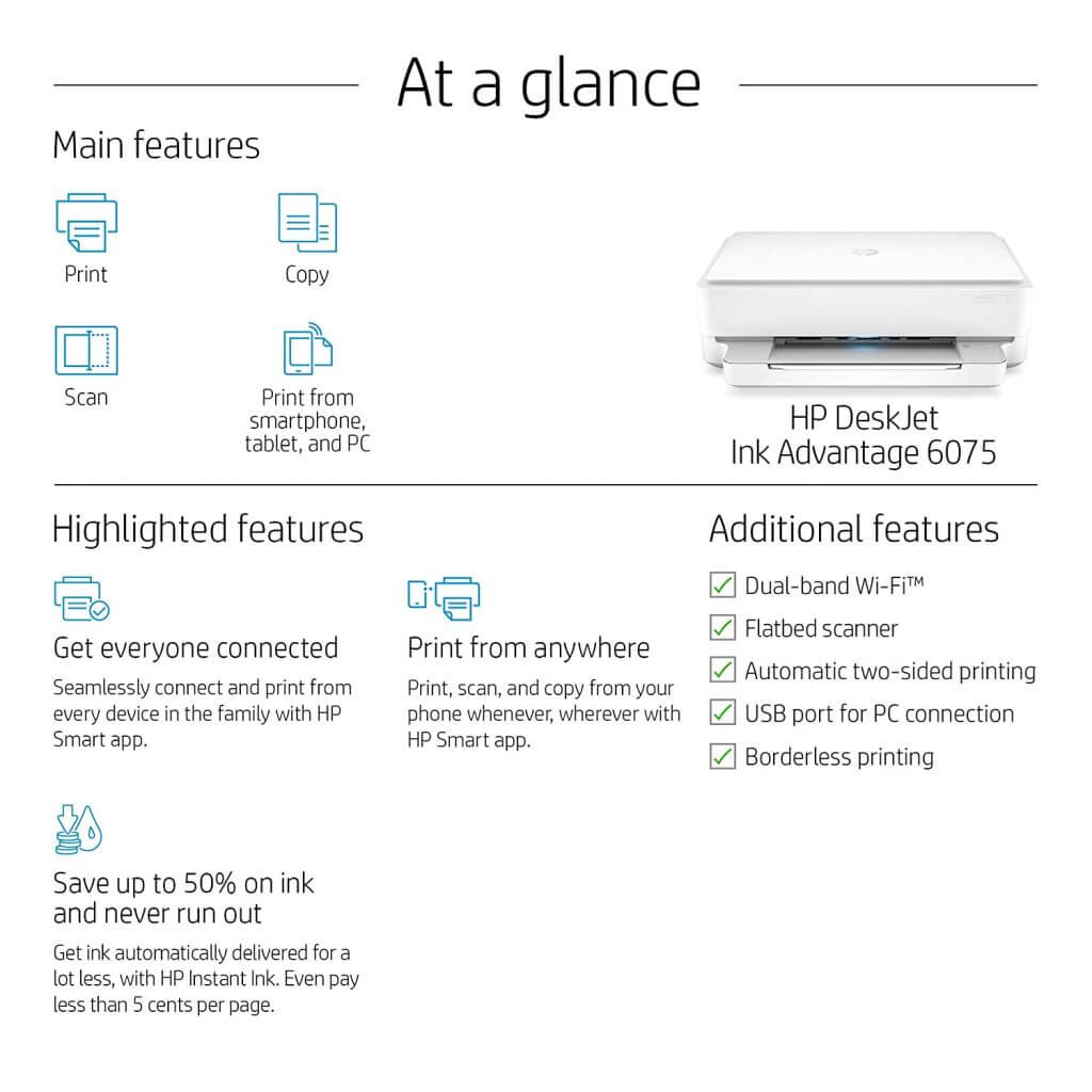 HP Deskjet Plus Ink Advantage 6075 All-in-One WiFi Color Printer - Image 9