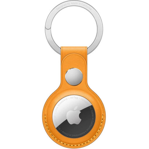 Apple AirTag Leather Key Ring - California Poppy