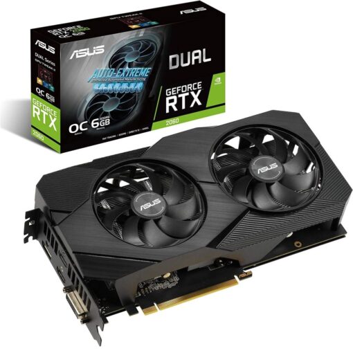 Asus GeForce RTX 2060 Overclocked 6G GDDR6 Dual-Fan EVO Edition VR Ready HDMI DisplayPort DVI Graphics Card