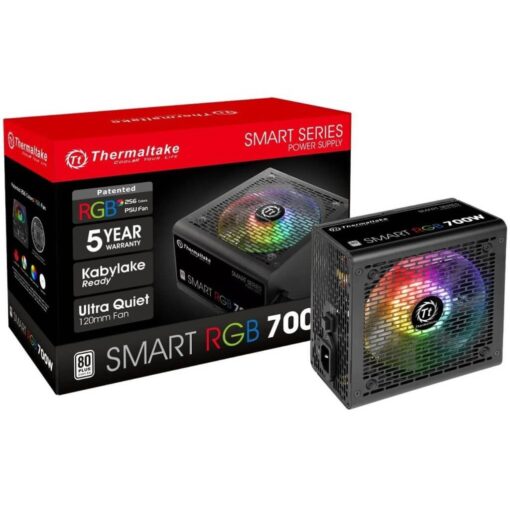 Thermaltake Smart RGB 700W 80+ 256-Color RGB Fan ATX 12V 2.3 Kaby Lake Ready Power Supply - Image 2