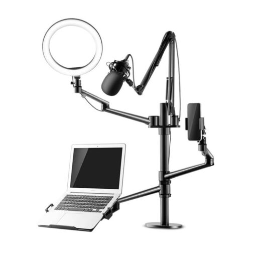 Upergo ZB-2 4 In 1 Selfie Ring Light And DesktopMonitor Arm, Mic Stand, Phone Holder For up to 17 Laptop - Black