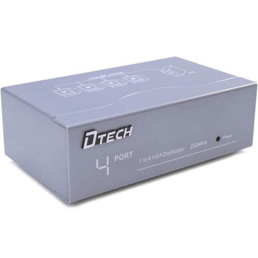 DTECH Powered 4 Port VGA Splitter Box Video Distribution Duplicator For 1 PC To Multiple Monitors Projector