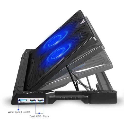 JM MAXPRO Laptop Cooling Pad With 2 Speed Adjustable Quiet Cooling Fan For Gaming Notebook 15.6 inch To 19 inch - Image 2