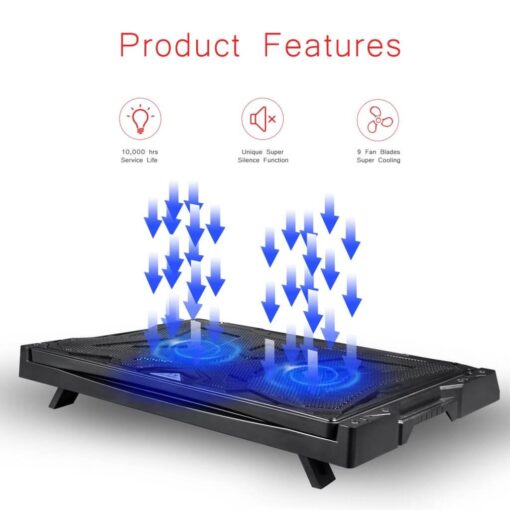 JM MAXPRO Laptop Cooling Pad With 2 Speed Adjustable Quiet Cooling Fan For Gaming Notebook 15.6 inch To 19 inch - Image 5