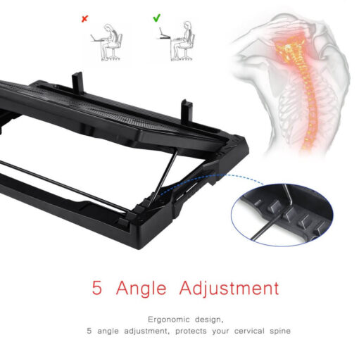 JM MAXPRO Laptop Cooling Pad With 2 Speed Adjustable Quiet Cooling Fan For Gaming Notebook 15.6 inch To 19 inch - Image 6