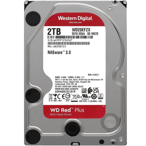 WD 2TB WD Red Plus NAS Internal Hard Drive HDD 5400 RPM SATA 6 Gb/s CMR 128 MB Cache 3.5-inch - WD20EFZX - Image 2