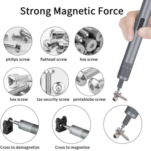 Powergiant Mini Electric Torque Screwdriver, Small Cordless Screwdriver Kit With 40 Precision Magnetic Bits, 8 Speeds, Rechargeable Power Repair Handy Tools For Smart Phone, Watch, Camera, Laptop - Image 3
