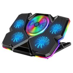 CoolCold Laptop Cooler Cooling Pad RGB Notebook Cooler With 5 Fan Dual USB Port 2500 RPM