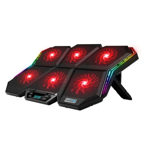 CoolCold K40 RGB Laptop Cooler 6-Fan Cooling Stand Mute Design With Adjustable Wind Speed Stand Height Colorful Light Effect