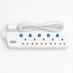 Total AC Power Extension 5 Sockets 3m Cord With Individual Switch