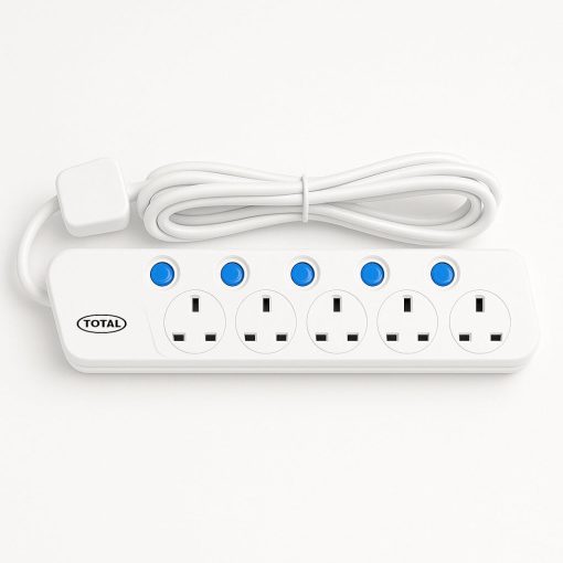Total AC Power Extension 5 Sockets 3m Cord With Individual Switch
