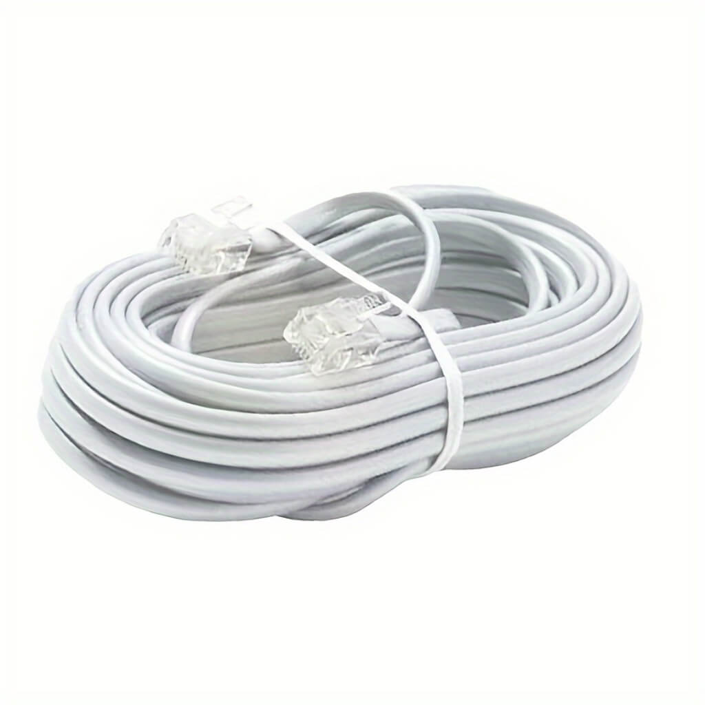 Telephone Extension Cord Cable Line White 10 Meters