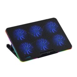CoolCold F5 RGB Laptop Cooler 6 Fan Cooling Pad With 2 USB Ports