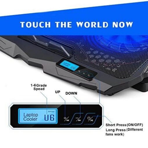 S18 Laptop Stand Adjustable 4 Silent Fans ABS Control Fan Speed Cooling Pad For 17 Inch Laptop - Image 3