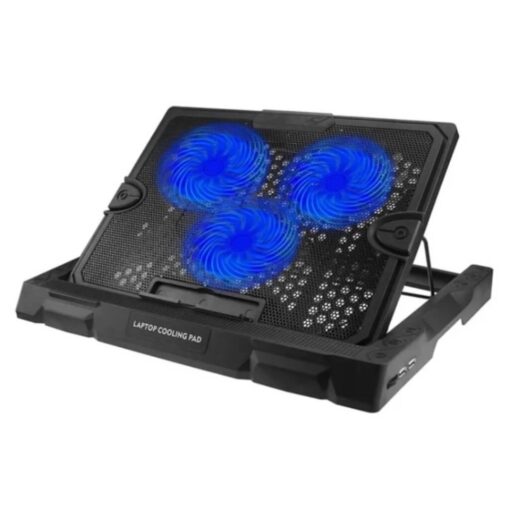 S300 3 Fan Adjustable Gaming Cooler Pad For 17 Inch Laptop With Dual USB Ports And LED light