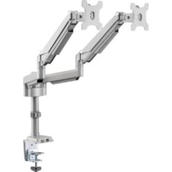 Pole-Mounted Gas Spring Aluminum Dual Monitor Arm For Gaming Monitors Each With USB Port