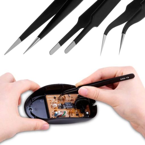 10 Pieces ESD Tweezers Precision Set With Storage Bag For Electronics Repair - Image 5