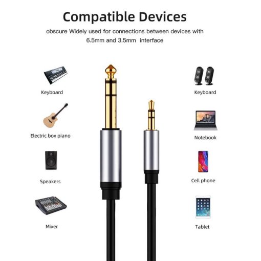 3.5mm Male To Audio Jack 6.35mm Male TRS Audio Jack Cable - Image 2