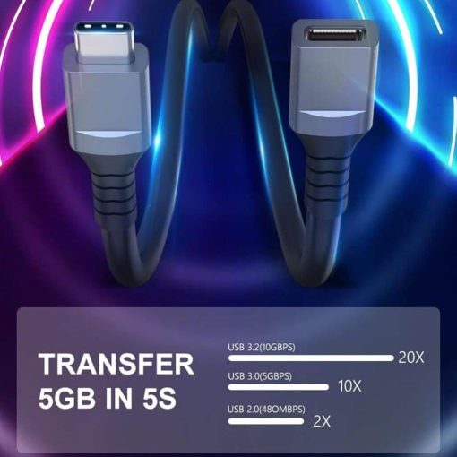 USB Type-C Male To Type-C Female Extension Cable - Image 2