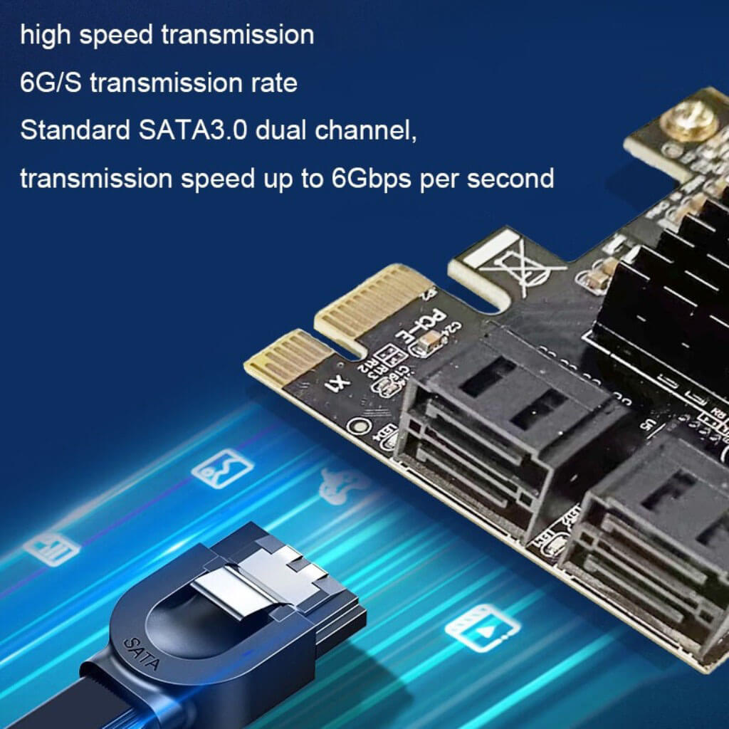 PCI-E To SATA 3.0 Expansion Card With 4 Port Built-In SSD Hard Drive Adapter - Image 7