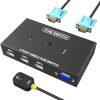 VGA KVM Switch 2 Port Manual USB 2.0 With Desktop Controller