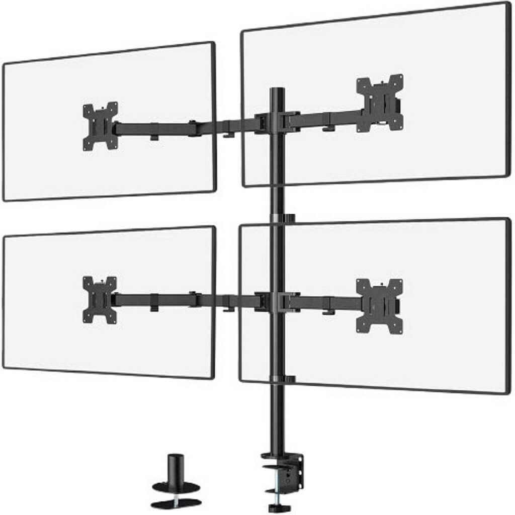 Quad Monitor Multi-Function Desktop Mount 4 Screens 15 - 27 Inches