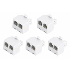 RJ11 Phone Line Splitter Male To Female Two Way Converter 5 Pack