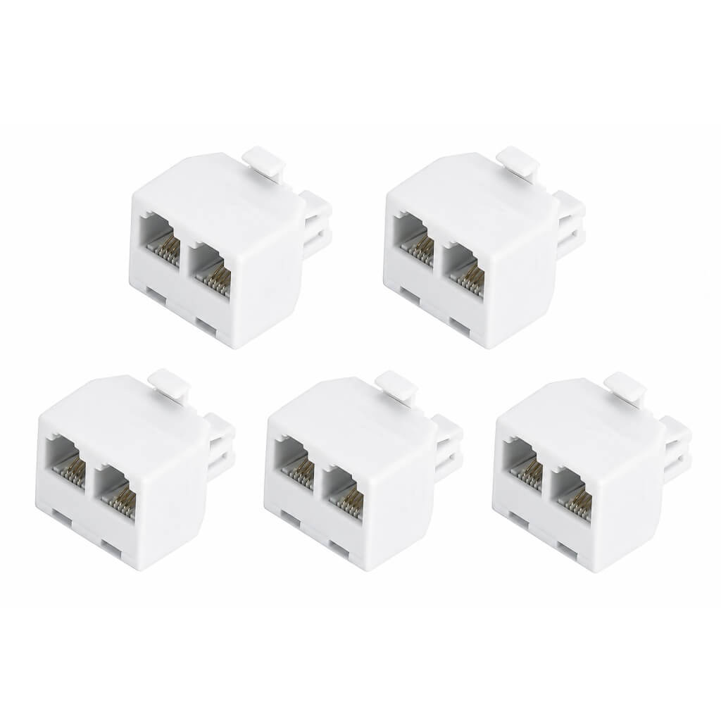 RJ11 Phone Line Splitter Male To Female Two Way Converter 5 Pack