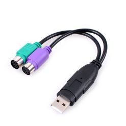 Dual PS2 Female To USB Male Converter Cable For Keyboard & Mouse