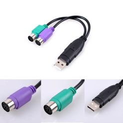 Dual PS2 Female To USB Male Converter Cable For Keyboard & Mouse - Image 2