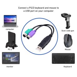 Dual PS2 Female To USB Male Converter Cable For Keyboard & Mouse - Image 5