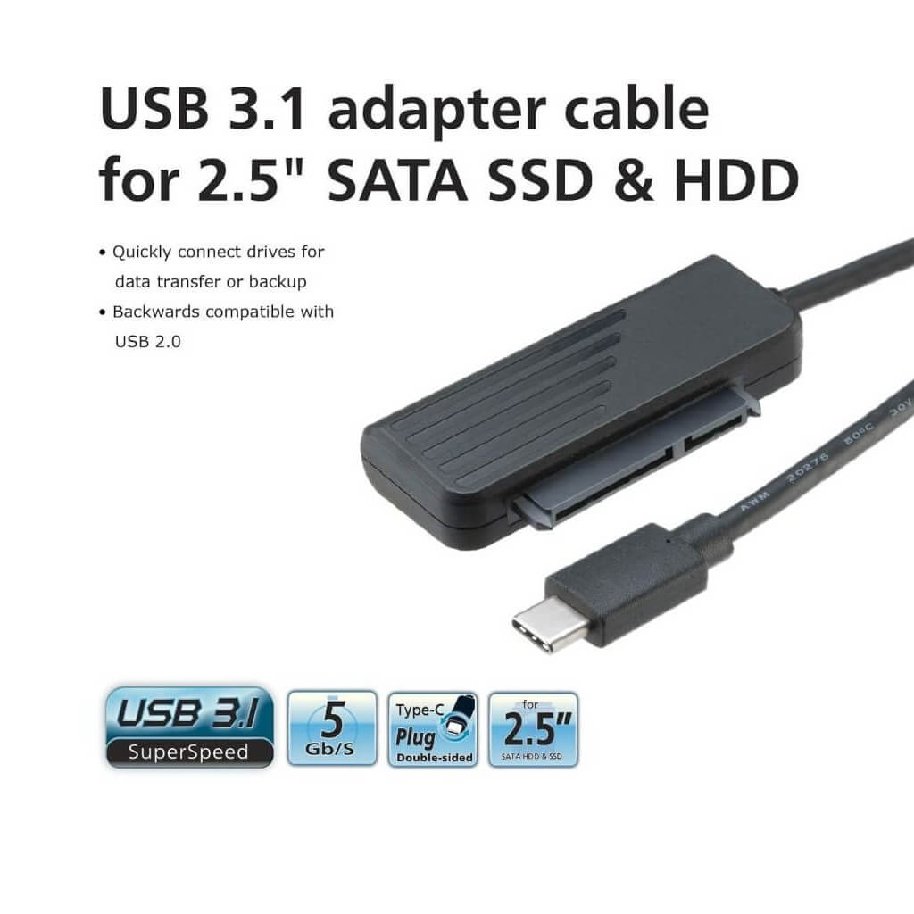 USB Type-C To 2.5 Inch SATA SSD & HDD Adapter Cable